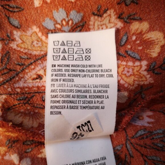 American Eagle Ladies Size XL Bo Ho Loose Fit Orange w/ Multi Colors Blouse - Picture 5 of 9